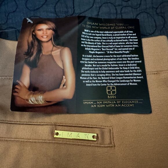 Iman Global Chic Slip into Slim Perfect Ponte Ankle Pant, Camel, Large - Picture 9 of 13